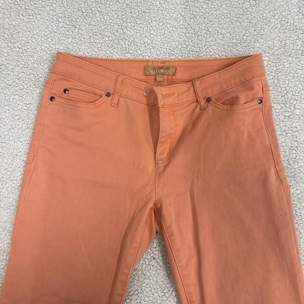 Ellen Tracy Womens High Waisted Straight Leg Denim Jeans Orange Size 4